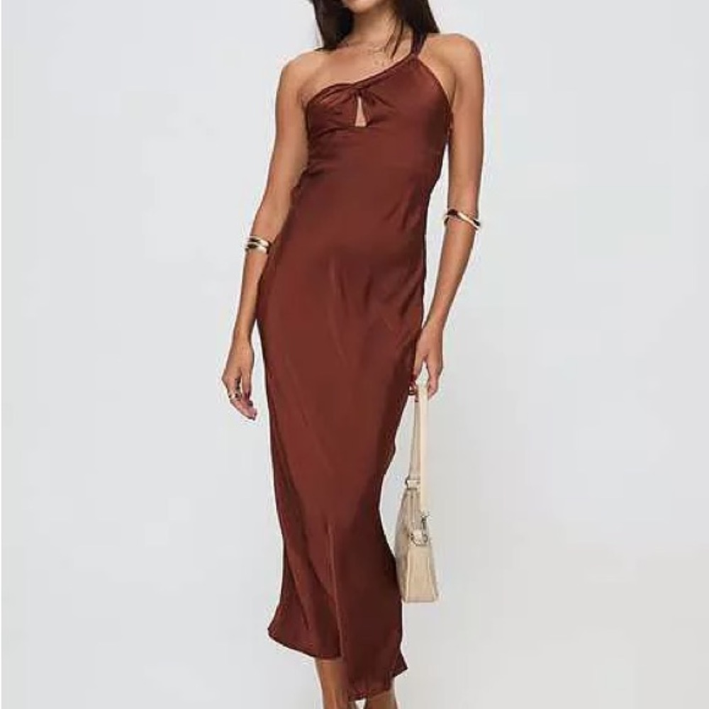 Princess Polly Satin Brown One-Shoulder Dress